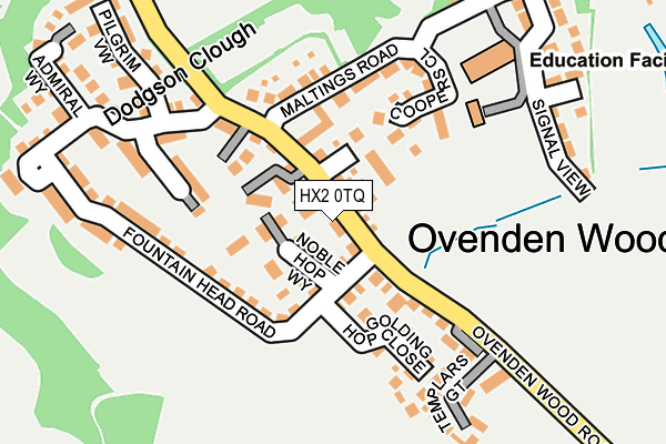 HX2 0TQ map - OS OpenMap – Local (Ordnance Survey)