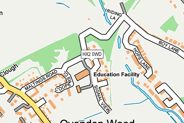 HX2 0WD map - OS OpenMap – Local (Ordnance Survey)