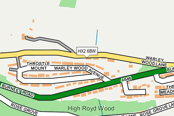 HX2 6BW map - OS OpenMap – Local (Ordnance Survey)