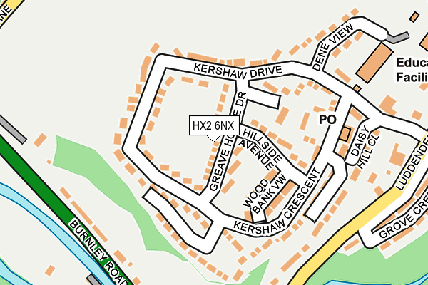 HX2 6NX map - OS OpenMap – Local (Ordnance Survey)