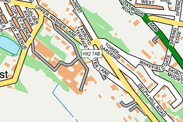 HX2 7AB map - OS OpenMap – Local (Ordnance Survey)