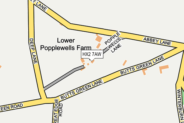 HX2 7AW map - OS OpenMap – Local (Ordnance Survey)