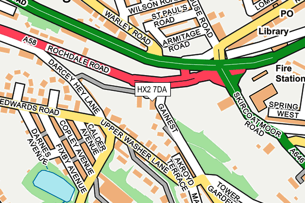 HX2 7DA map - OS OpenMap – Local (Ordnance Survey)