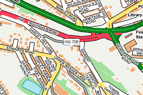 HX2 7DB map - OS OpenMap – Local (Ordnance Survey)