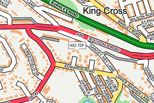 HX2 7DF map - OS OpenMap – Local (Ordnance Survey)