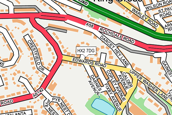 HX2 7DG map - OS OpenMap – Local (Ordnance Survey)