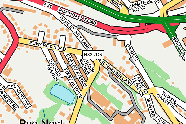 HX2 7DN map - OS OpenMap – Local (Ordnance Survey)