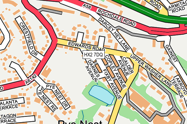 HX2 7DQ map - OS OpenMap – Local (Ordnance Survey)