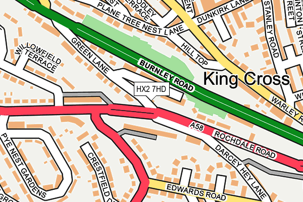 HX2 7HD map - OS OpenMap – Local (Ordnance Survey)