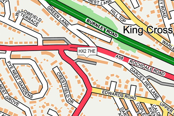 HX2 7HE map - OS OpenMap – Local (Ordnance Survey)