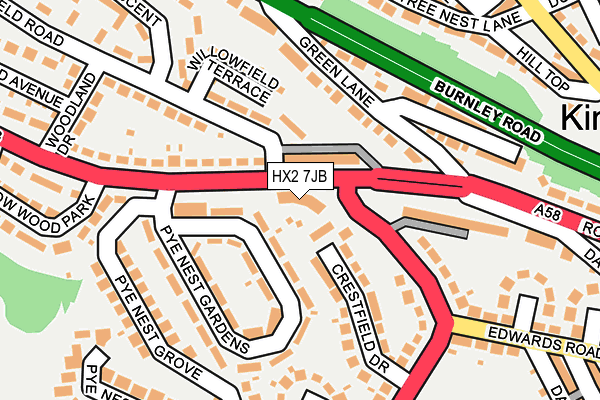 HX2 7JB map - OS OpenMap – Local (Ordnance Survey)