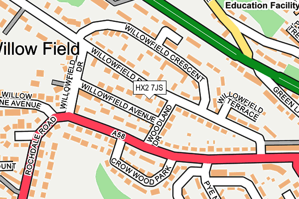 HX2 7JS map - OS OpenMap – Local (Ordnance Survey)