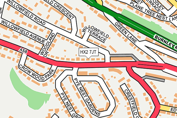 HX2 7JT map - OS OpenMap – Local (Ordnance Survey)