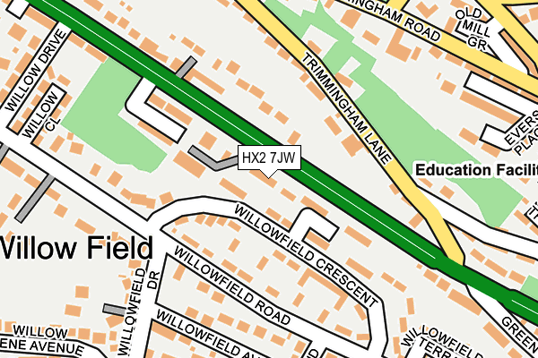 HX2 7JW map - OS OpenMap – Local (Ordnance Survey)