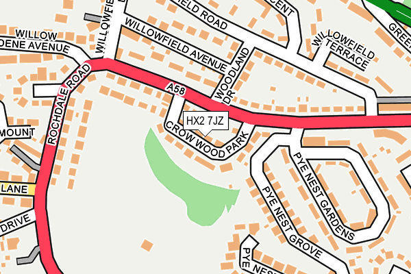 HX2 7JZ map - OS OpenMap – Local (Ordnance Survey)