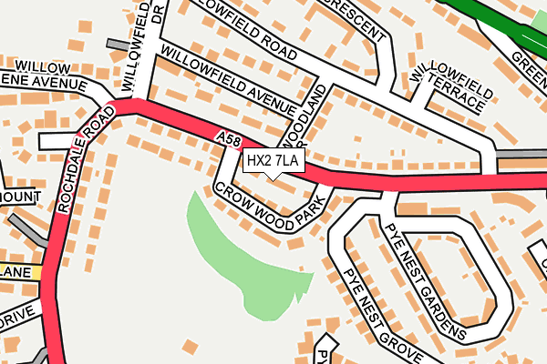 HX2 7LA map - OS OpenMap – Local (Ordnance Survey)