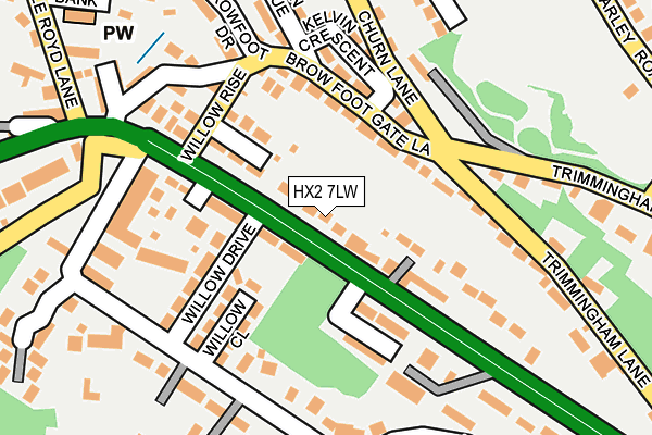 HX2 7LW map - OS OpenMap – Local (Ordnance Survey)