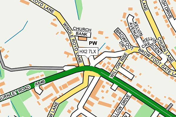 HX2 7LX map - OS OpenMap – Local (Ordnance Survey)