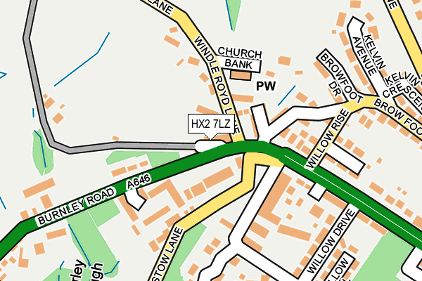 HX2 7LZ map - OS OpenMap – Local (Ordnance Survey)