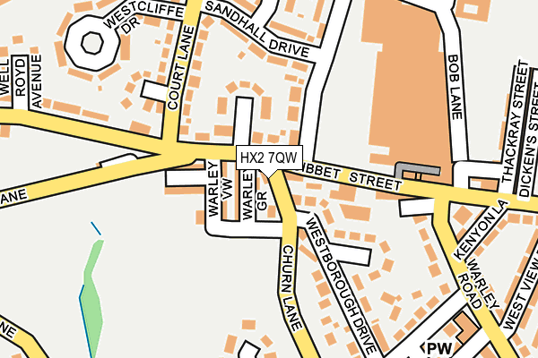 HX2 7QW map - OS OpenMap – Local (Ordnance Survey)