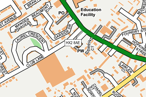 HX2 8AE map - OS OpenMap – Local (Ordnance Survey)