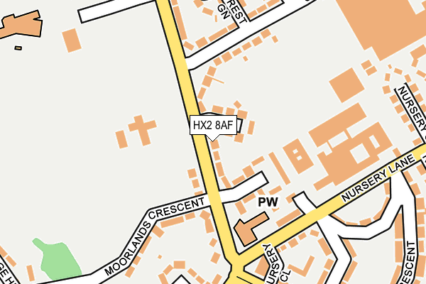 HX2 8AF map - OS OpenMap – Local (Ordnance Survey)