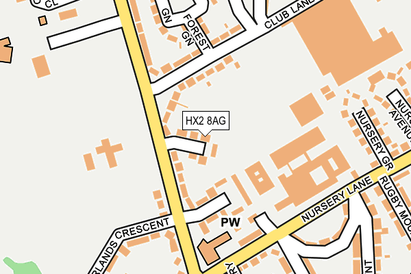 HX2 8AG map - OS OpenMap – Local (Ordnance Survey)