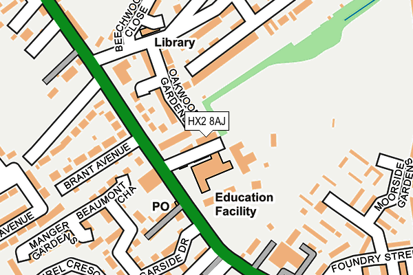 HX2 8AJ map - OS OpenMap – Local (Ordnance Survey)