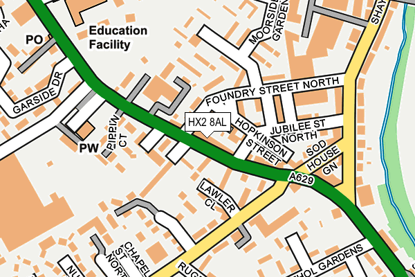 HX2 8AL map - OS OpenMap – Local (Ordnance Survey)