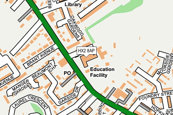 HX2 8AP map - OS OpenMap – Local (Ordnance Survey)