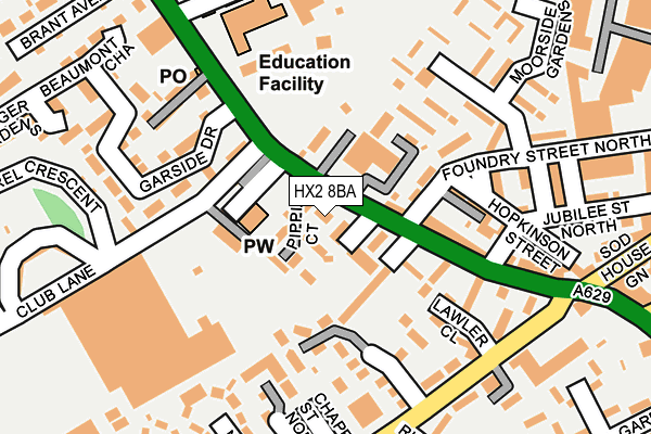 HX2 8BA map - OS OpenMap – Local (Ordnance Survey)