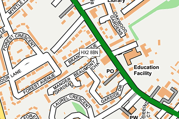 HX2 8BN map - OS OpenMap – Local (Ordnance Survey)