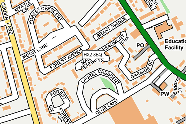HX2 8BQ map - OS OpenMap – Local (Ordnance Survey)