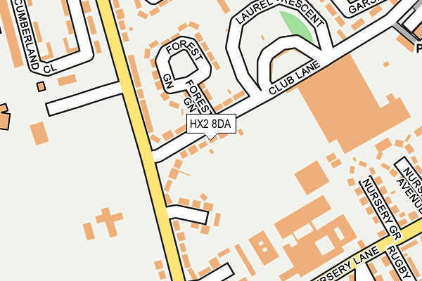 HX2 8DA map - OS OpenMap – Local (Ordnance Survey)