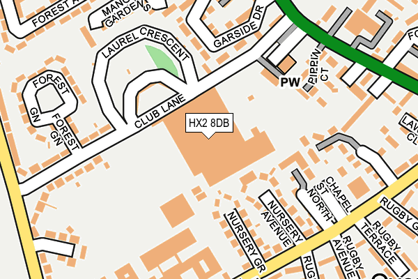 HX2 8DB map - OS OpenMap – Local (Ordnance Survey)