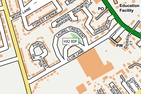 HX2 8DF map - OS OpenMap – Local (Ordnance Survey)