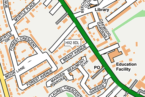 HX2 8DL map - OS OpenMap – Local (Ordnance Survey)