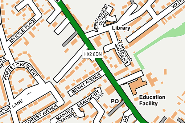 HX2 8DN map - OS OpenMap – Local (Ordnance Survey)