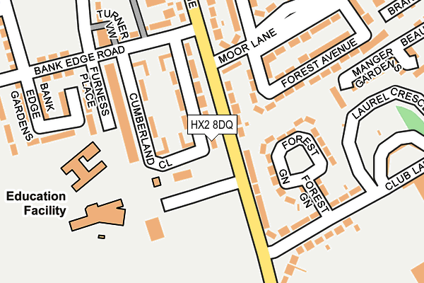 HX2 8DQ map - OS OpenMap – Local (Ordnance Survey)