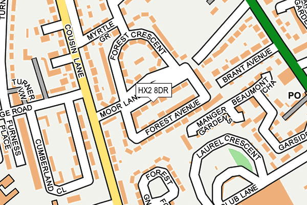 HX2 8DR map - OS OpenMap – Local (Ordnance Survey)