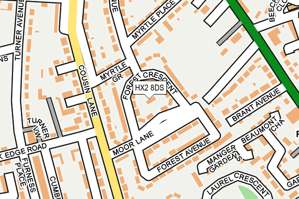 HX2 8DS map - OS OpenMap – Local (Ordnance Survey)