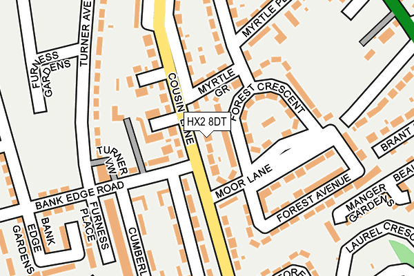 HX2 8DT map - OS OpenMap – Local (Ordnance Survey)