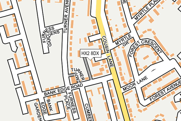 HX2 8DX map - OS OpenMap – Local (Ordnance Survey)