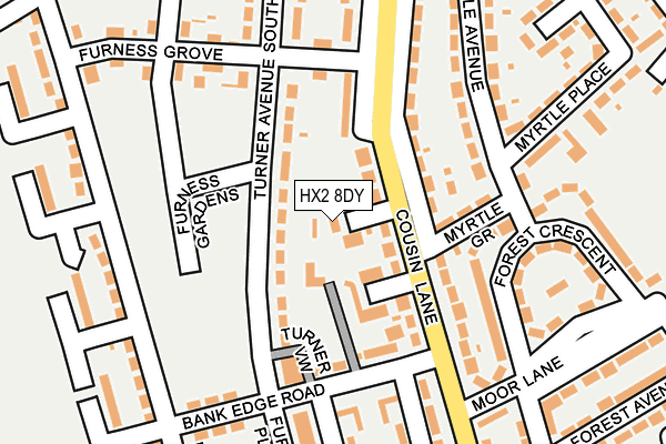 HX2 8DY map - OS OpenMap – Local (Ordnance Survey)