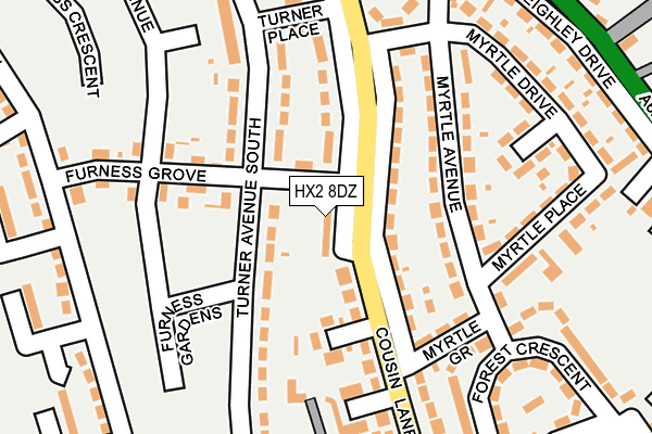 HX2 8DZ map - OS OpenMap – Local (Ordnance Survey)