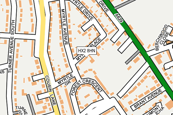 HX2 8HN map - OS OpenMap – Local (Ordnance Survey)