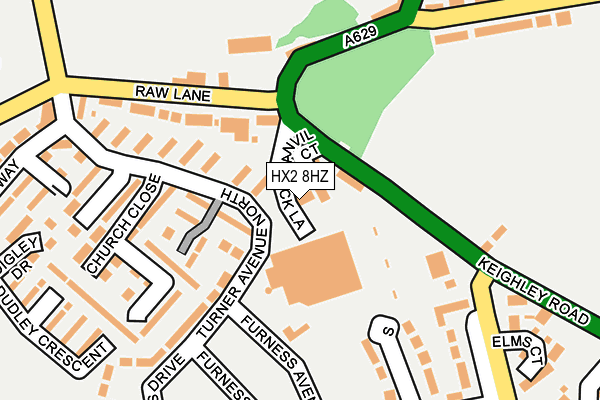 HX2 8HZ map - OS OpenMap – Local (Ordnance Survey)