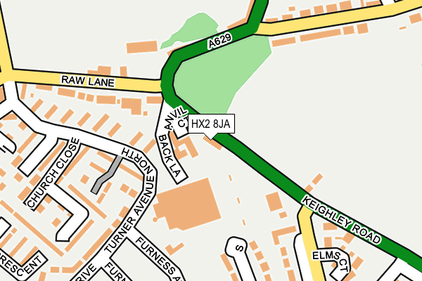 HX2 8JA map - OS OpenMap – Local (Ordnance Survey)