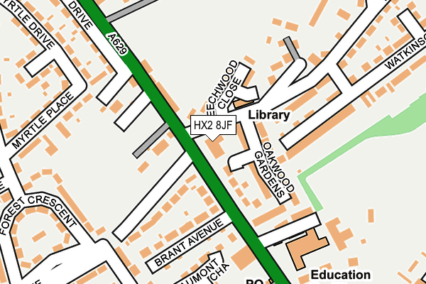 HX2 8JF map - OS OpenMap – Local (Ordnance Survey)