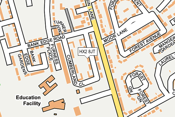 HX2 8JT map - OS OpenMap – Local (Ordnance Survey)